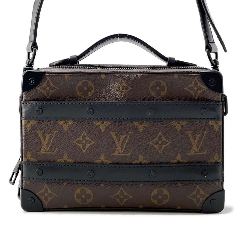 Louis Vuitton Shoulder Bag Monogram Macassar Brown Handle Soft Trunk Black